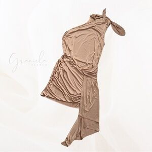 Tan One Shoulder Mini Dress - NEVER WORN